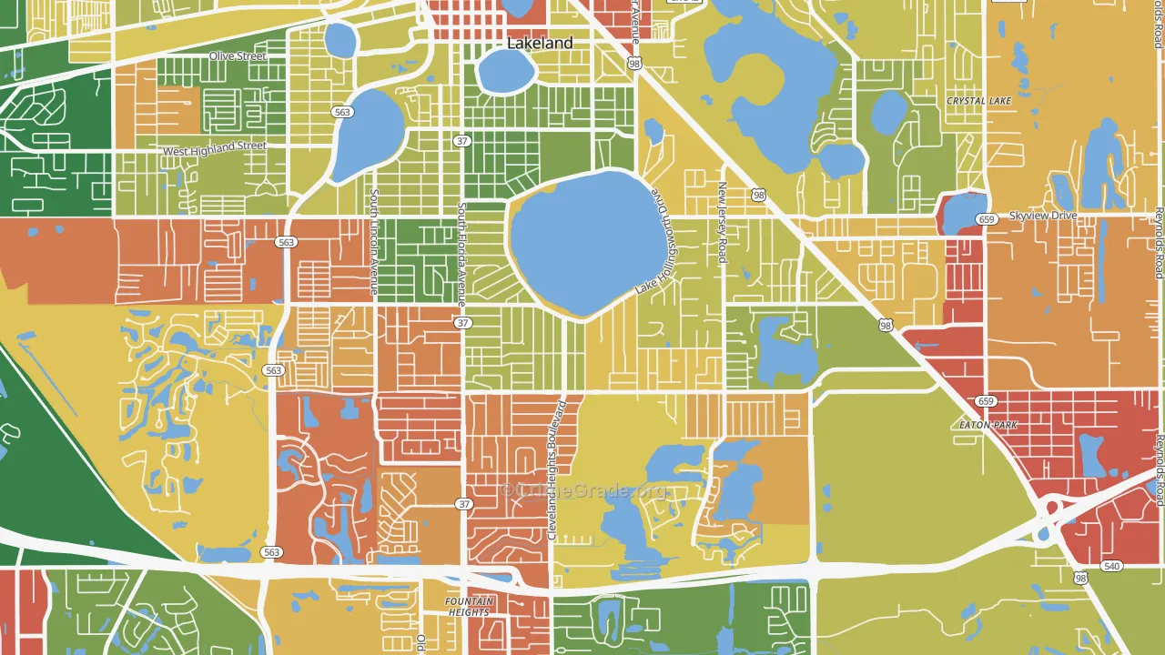 Lake Hollingsworth, Lakeland, FL Map of Drug-Related Crime Rates