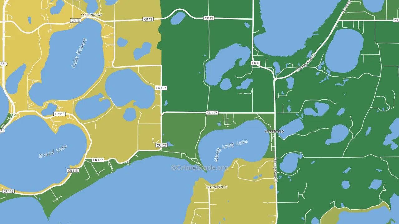 Lake Hubert, MN Map of Drug-Related Crime Rates