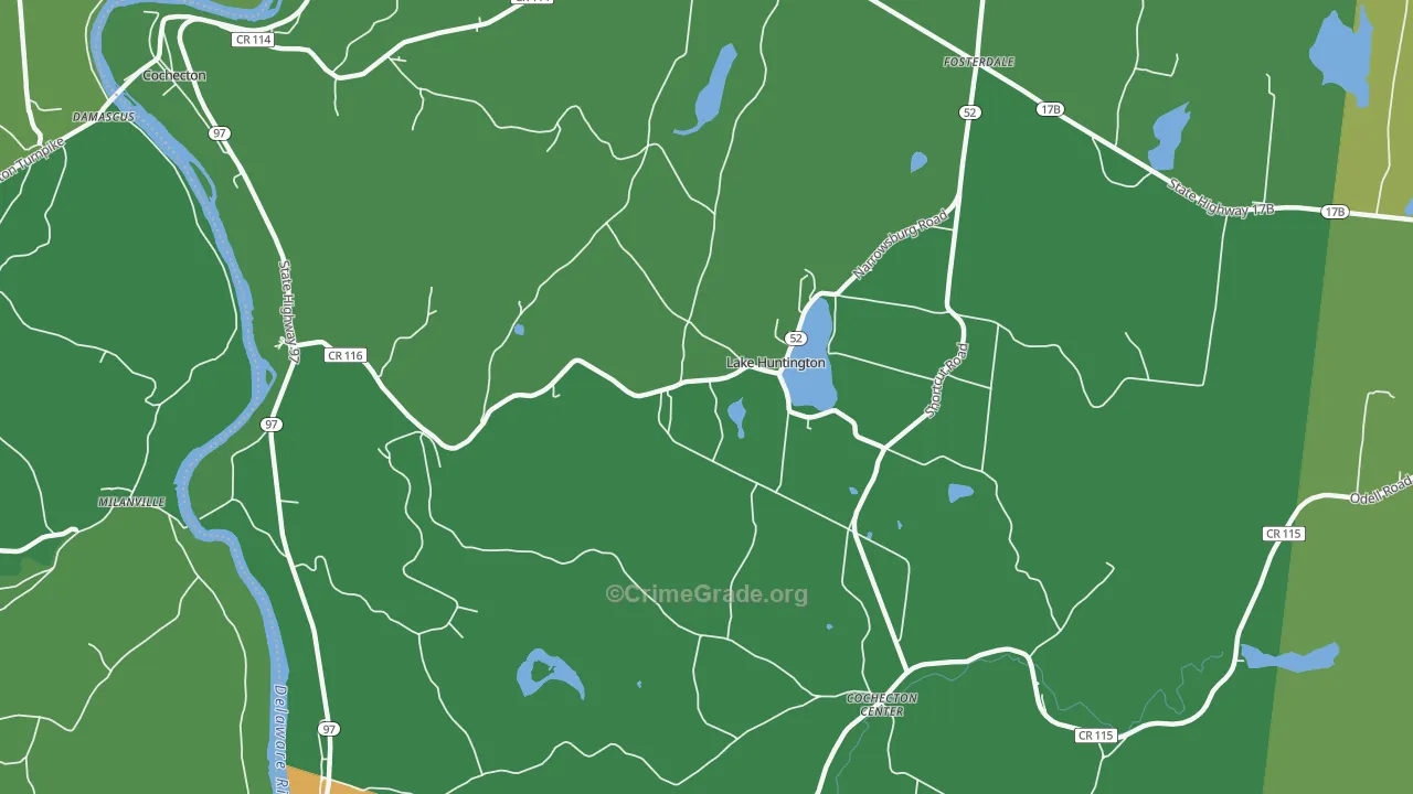 Lake Huntington, NY Map of Drug-Related Crime Rates