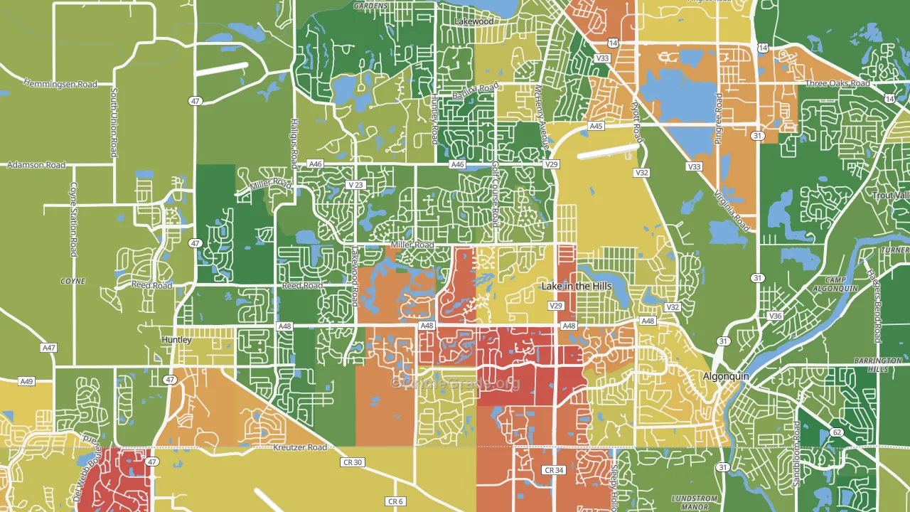 Lake in the Hills, IL Map of Drug-Related Crime Rates