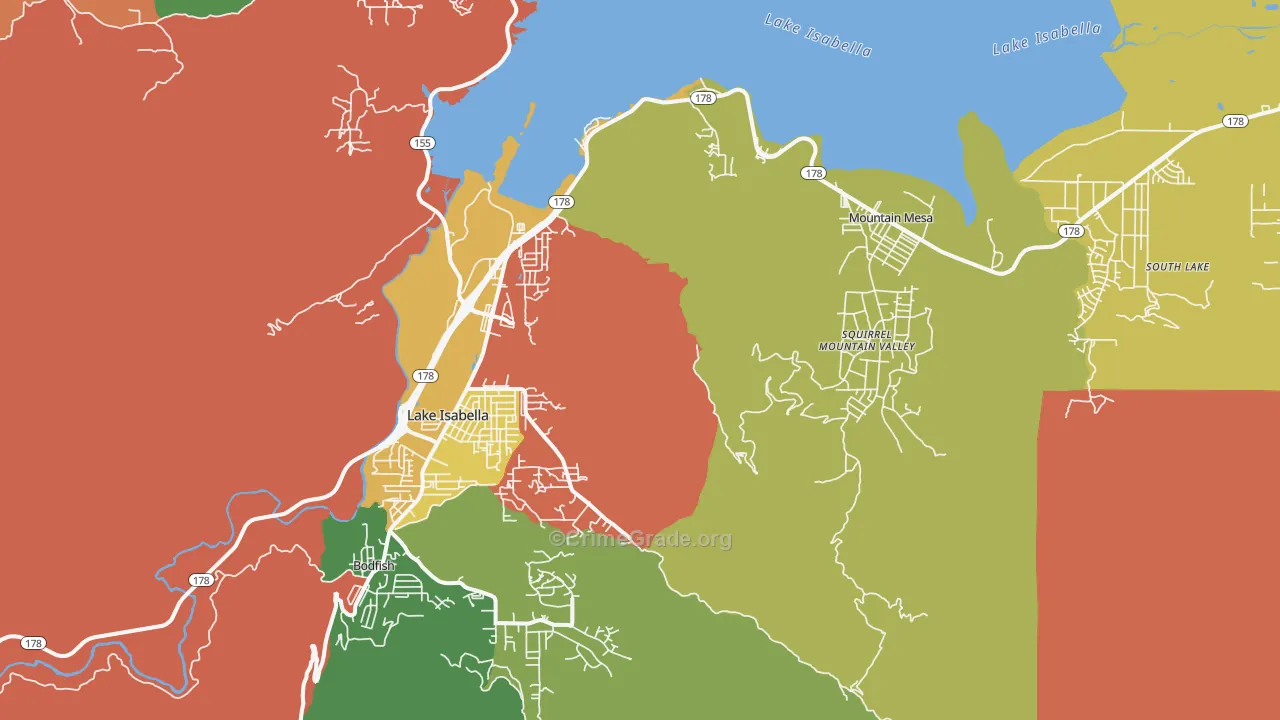 Lake Isabella, CA Map of Drug-Related Crime Rates