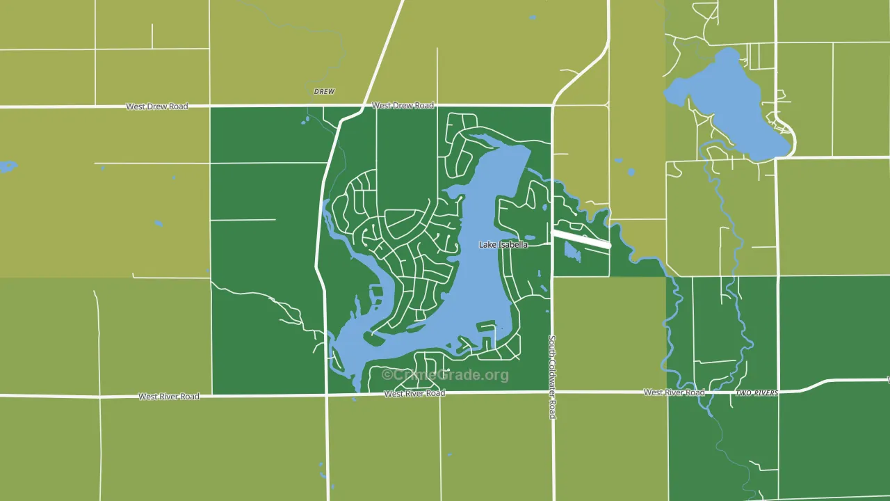 Lake Isabella, MI Map of Drug-Related Crime Rates
