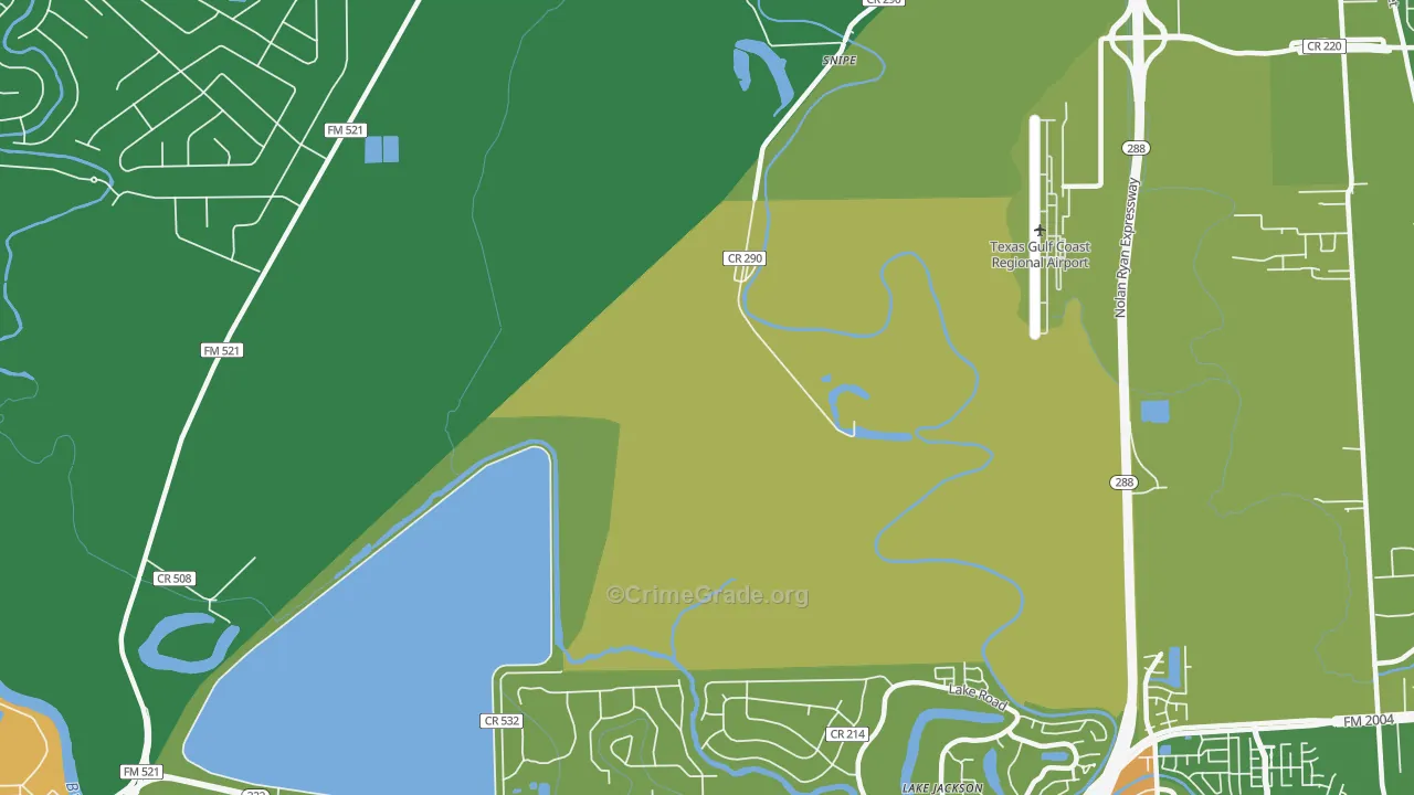 Lake Jackson Farms, TX Map of Drug-Related Crime Rates