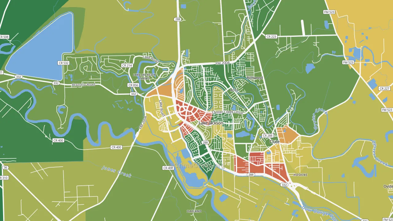 Lake Jackson, TX Map of Drug-Related Crime Rates