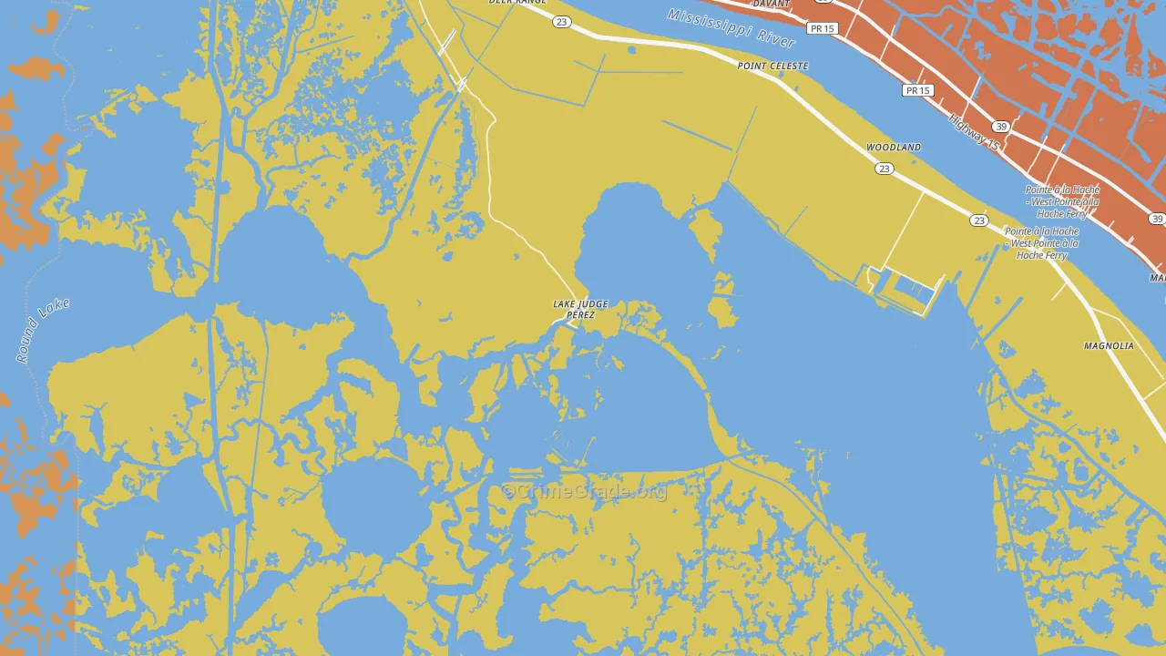 Lake Judge Perez, LA Map of Drug-Related Crime Rates