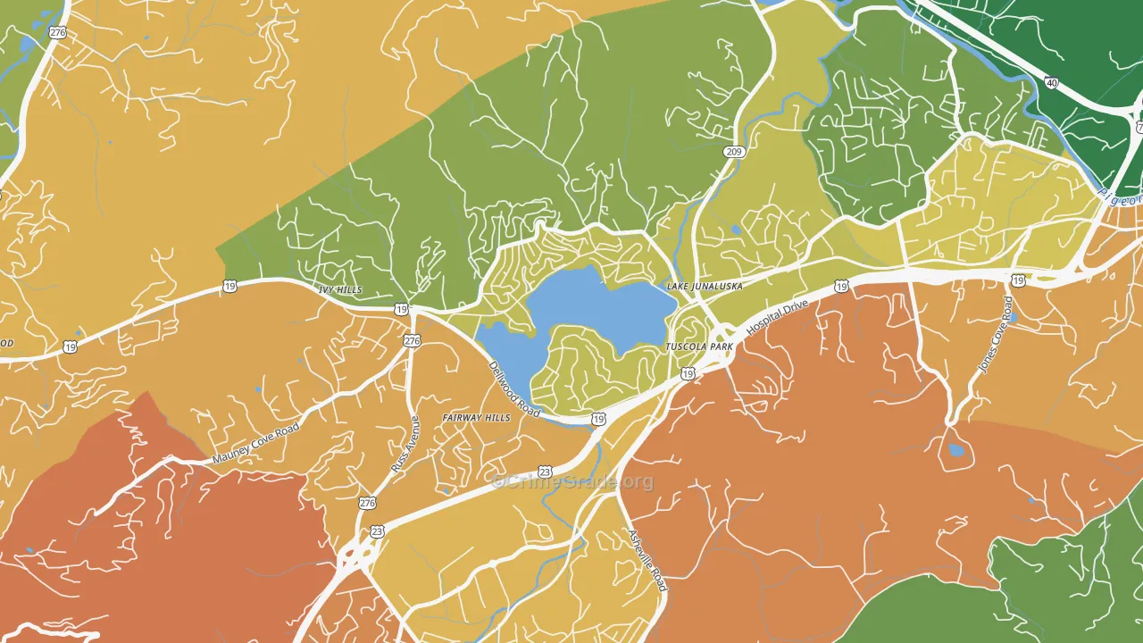 Lake Junaluska, NC Map of Drug-Related Crime Rates