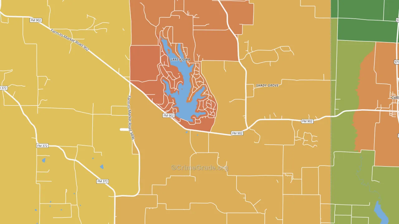 Lake Kiowa, TX Map of Drug-Related Crime Rates