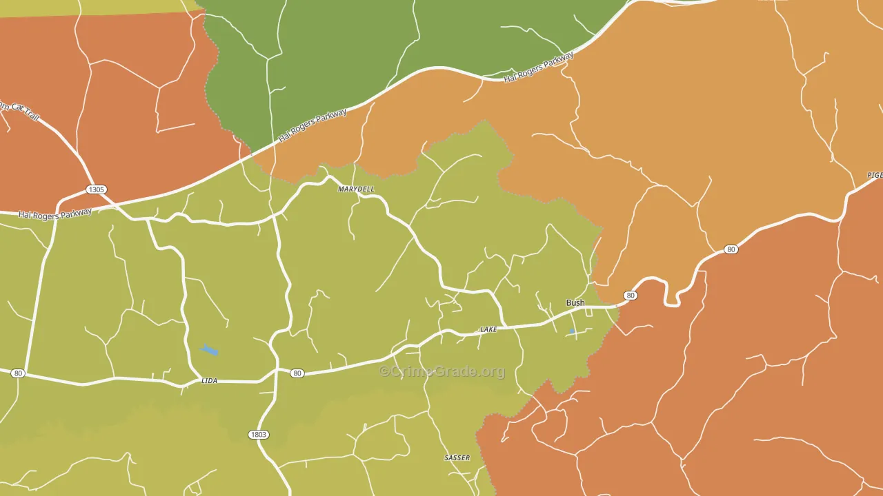 Lake, KY Map of Drug-Related Crime Rates