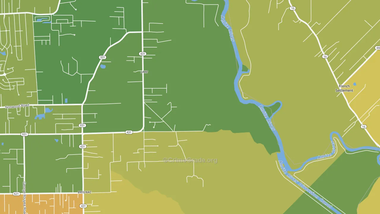 Lake, LA Map of Drug-Related Crime Rates