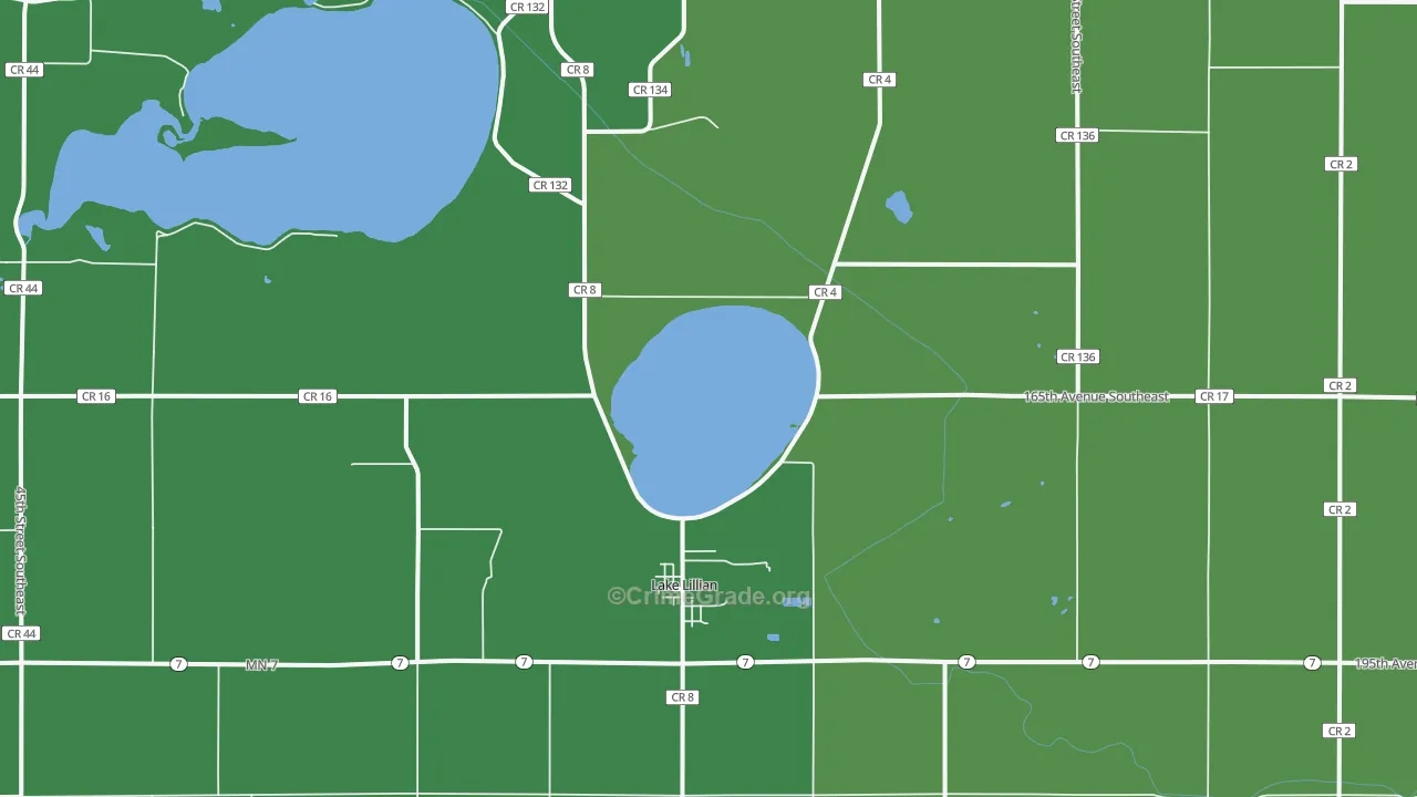 Lake Lillian, MN Map of Drug-Related Crime Rates