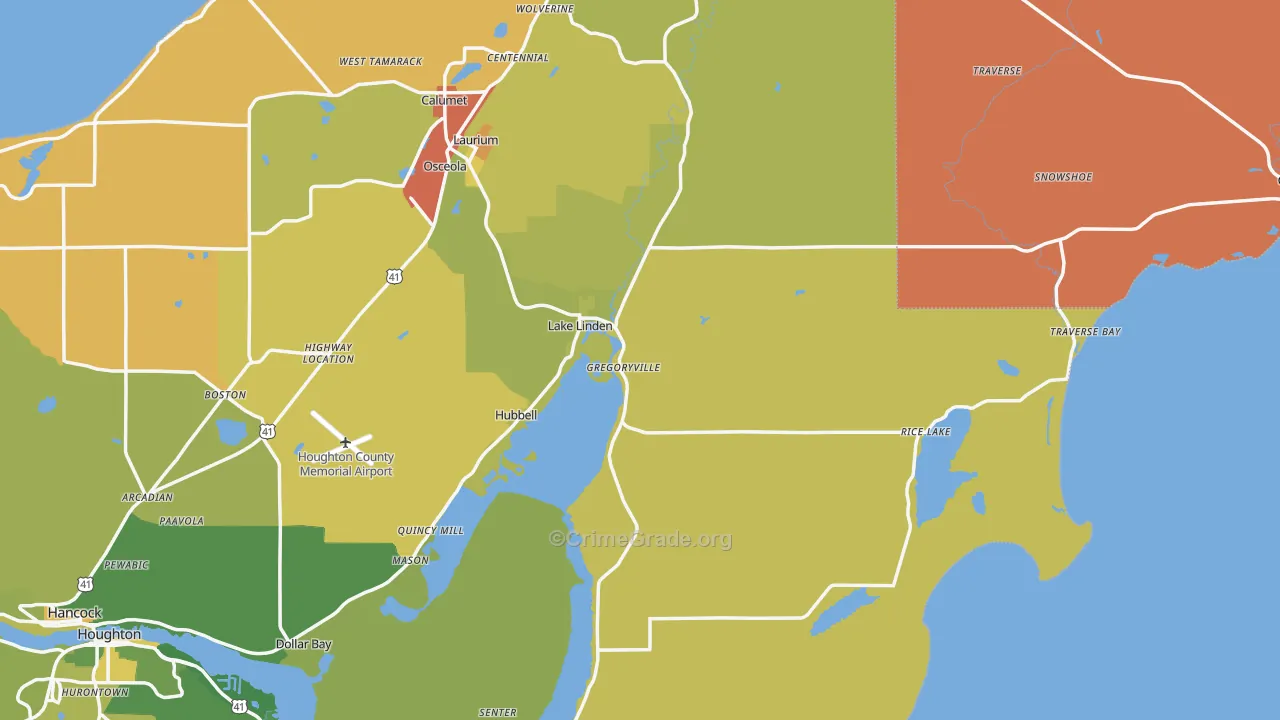 Lake Linden, MI Map of Drug-Related Crime Rates