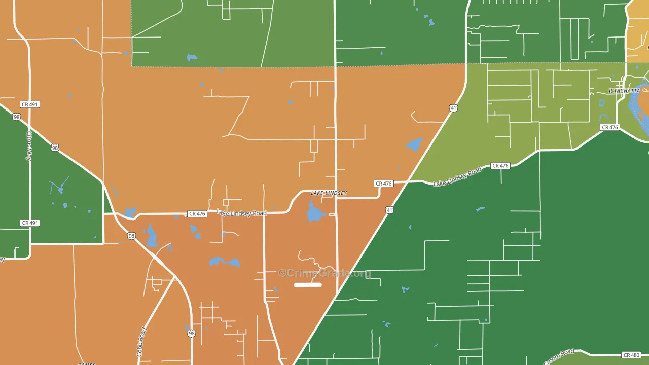 Lake Lindsey, FL Map of Drug-Related Crime Rates
