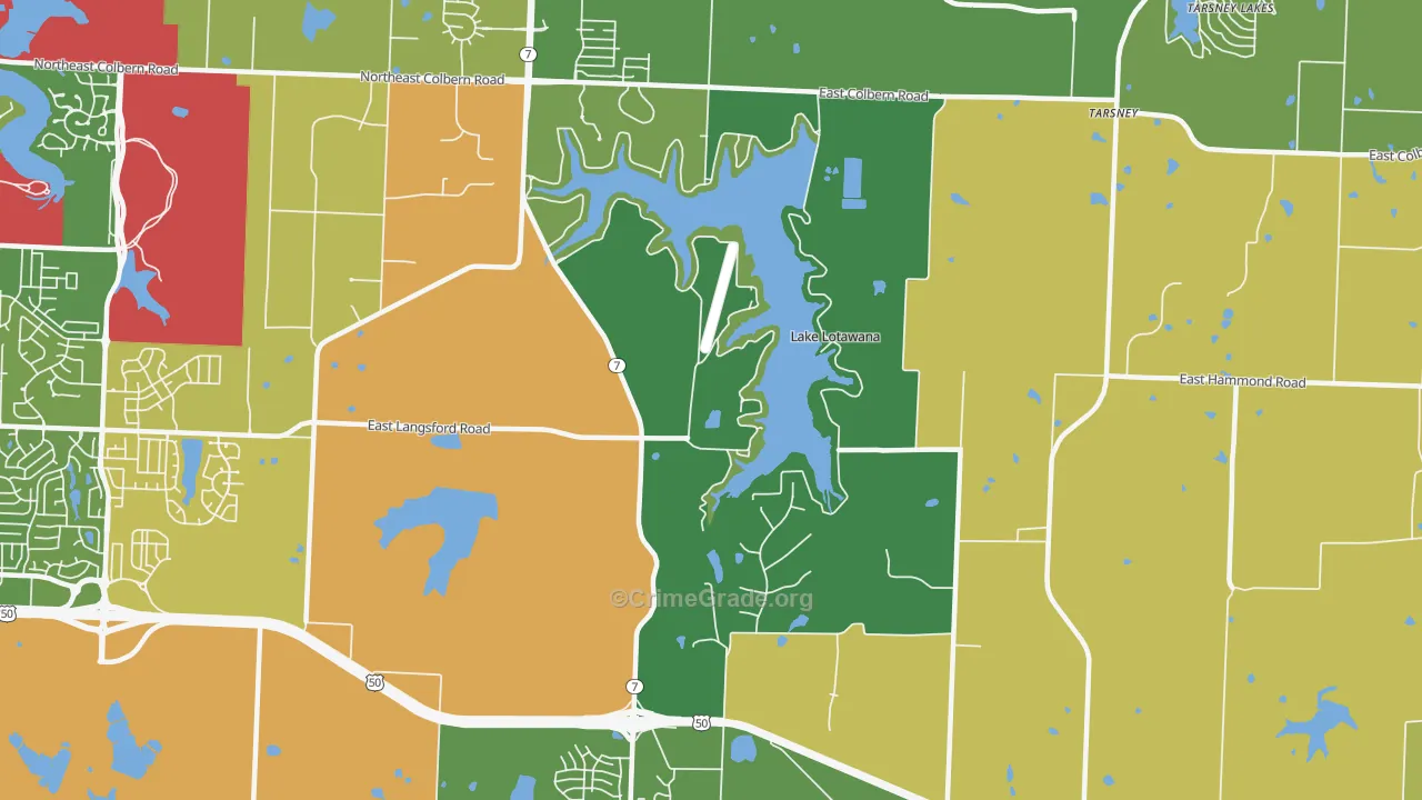 Lake Lotawana, MO Map of Drug-Related Crime Rates