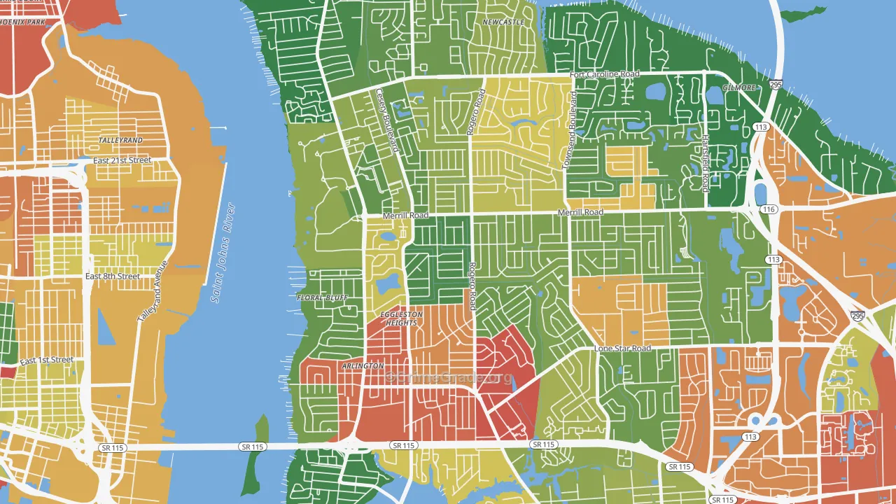 Lake Lucina, Jacksonville, FL Map of Drug-Related Crime Rates