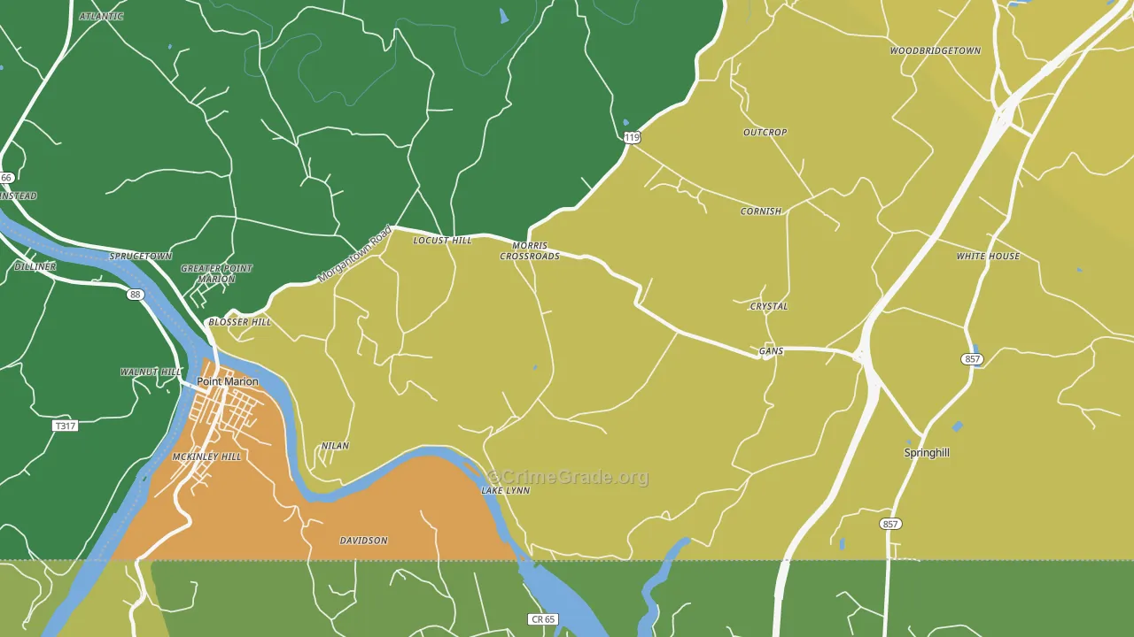 Lake Lynn, PA Map of Drug-Related Crime Rates