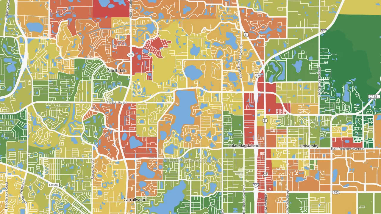Lake Magdalene, FL Map of Drug-Related Crime Rates