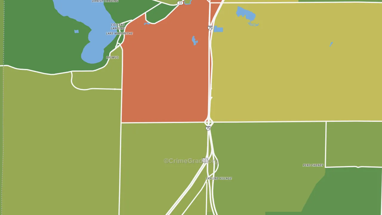 Lake Margrethe, MI Map of Drug-Related Crime Rates