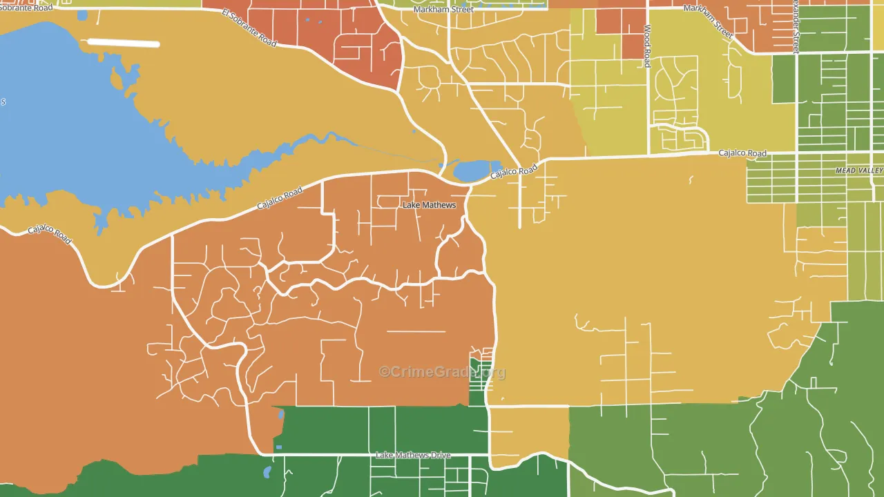 Lake Mathews, CA Map of Drug-Related Crime Rates
