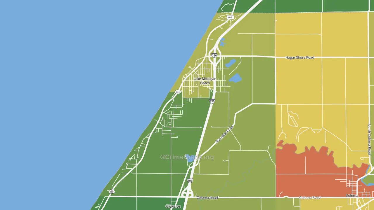 Lake Michigan Beach, MI Map of Drug-Related Crime Rates
