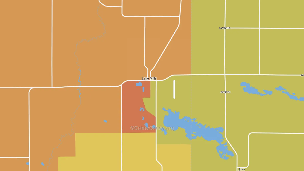 Lake Mills, IA Map of Drug-Related Crime Rates
