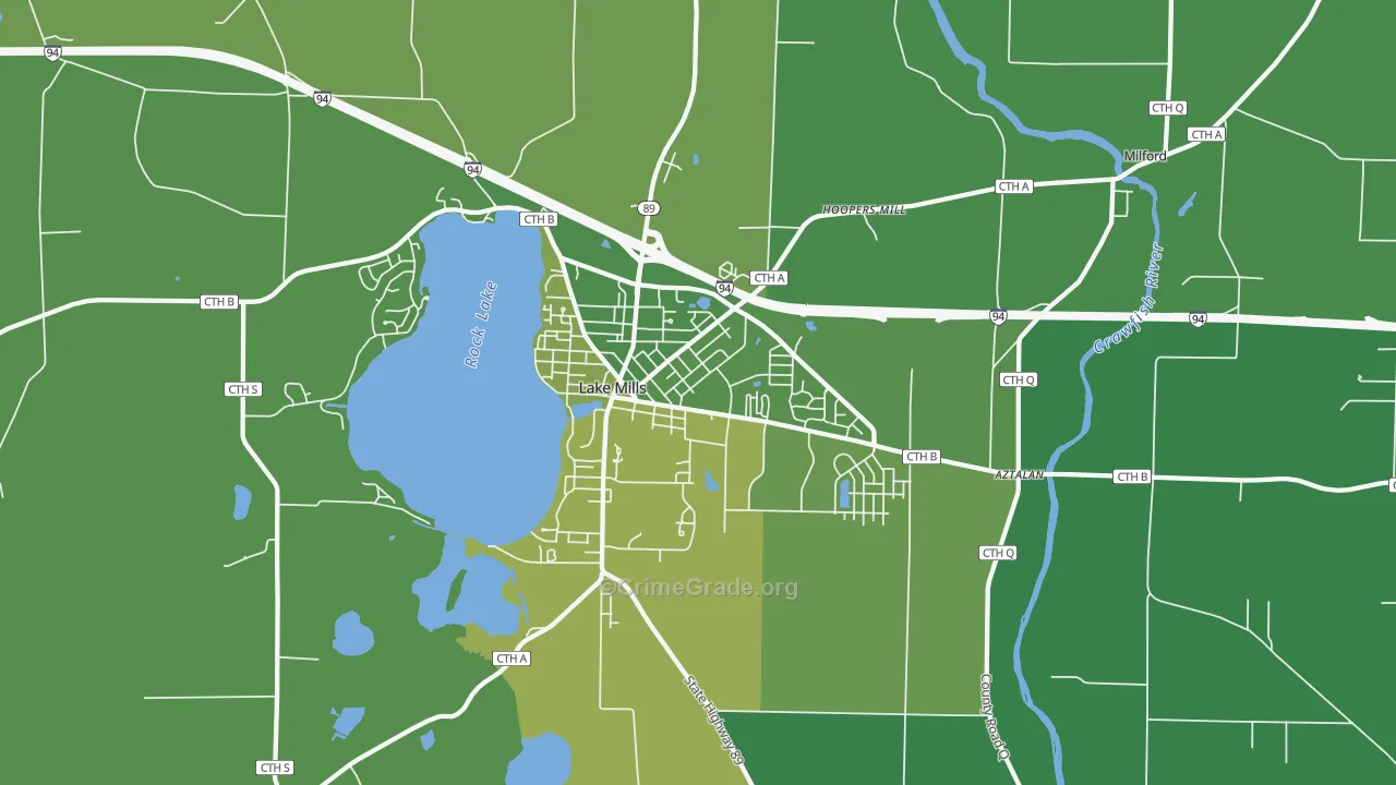 Lake Mills, WI Map of Drug-Related Crime Rates