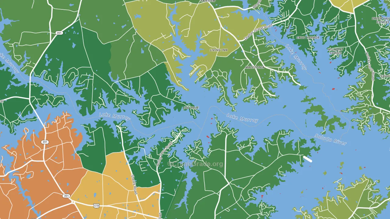 Lake Murray Shores, SC Map of Drug-Related Crime Rates