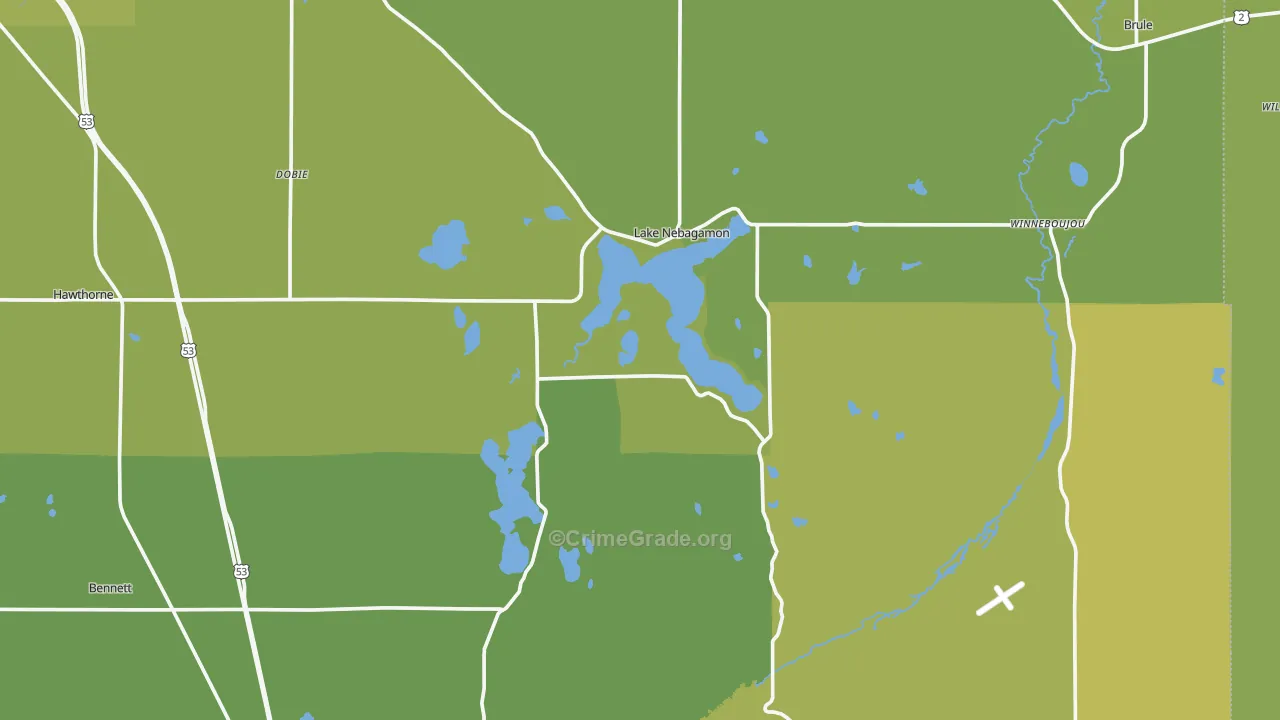 Lake Nebagamon, WI Map of Drug-Related Crime Rates