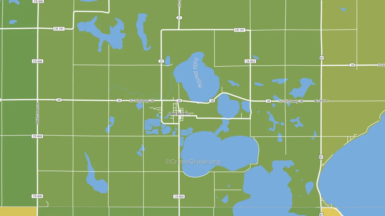Lake Norden, SD Map of Drug-Related Crime Rates