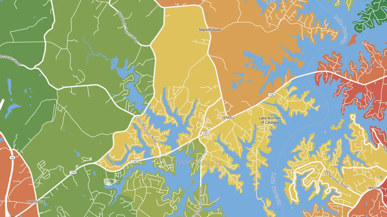 Lake Norman of Catawba, NC Map of Drug-Related Crime Rates