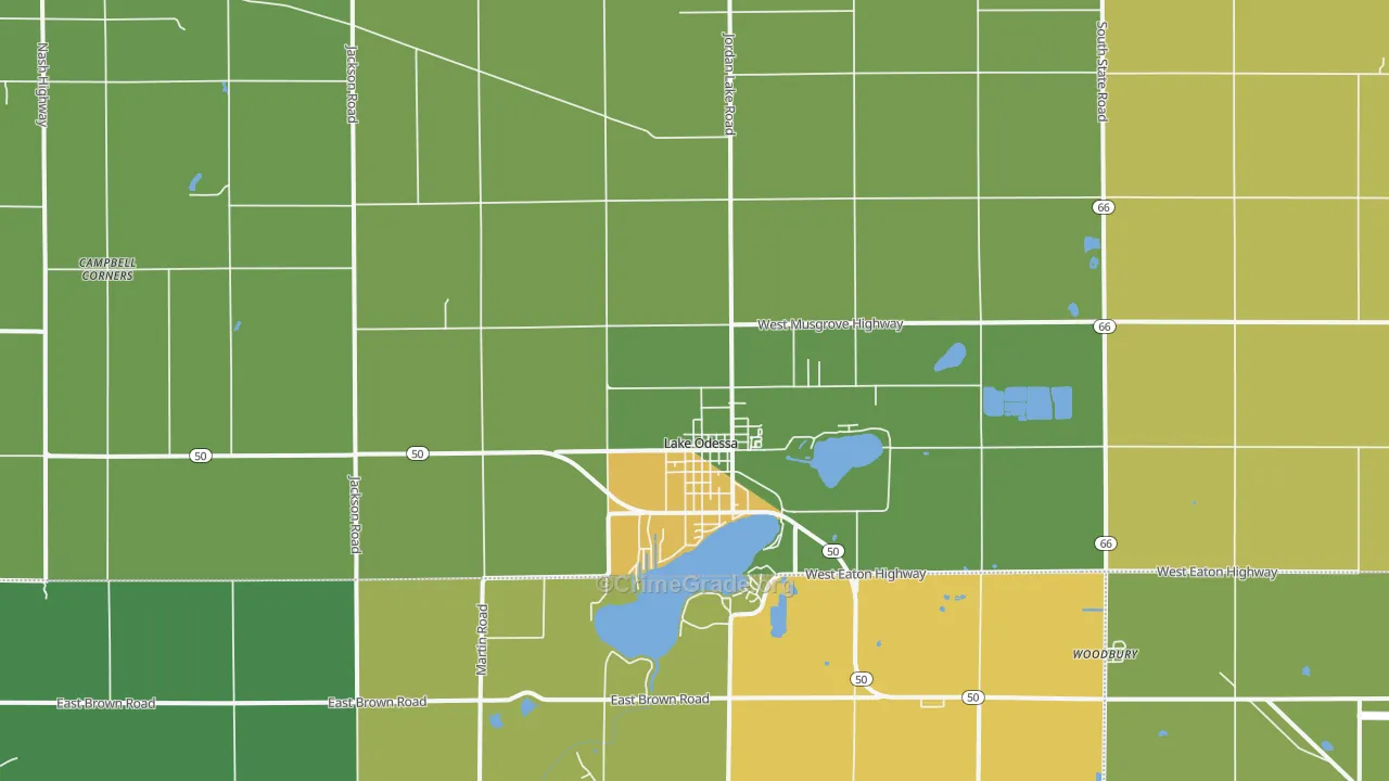 Lake Odessa, MI Map of Drug-Related Crime Rates