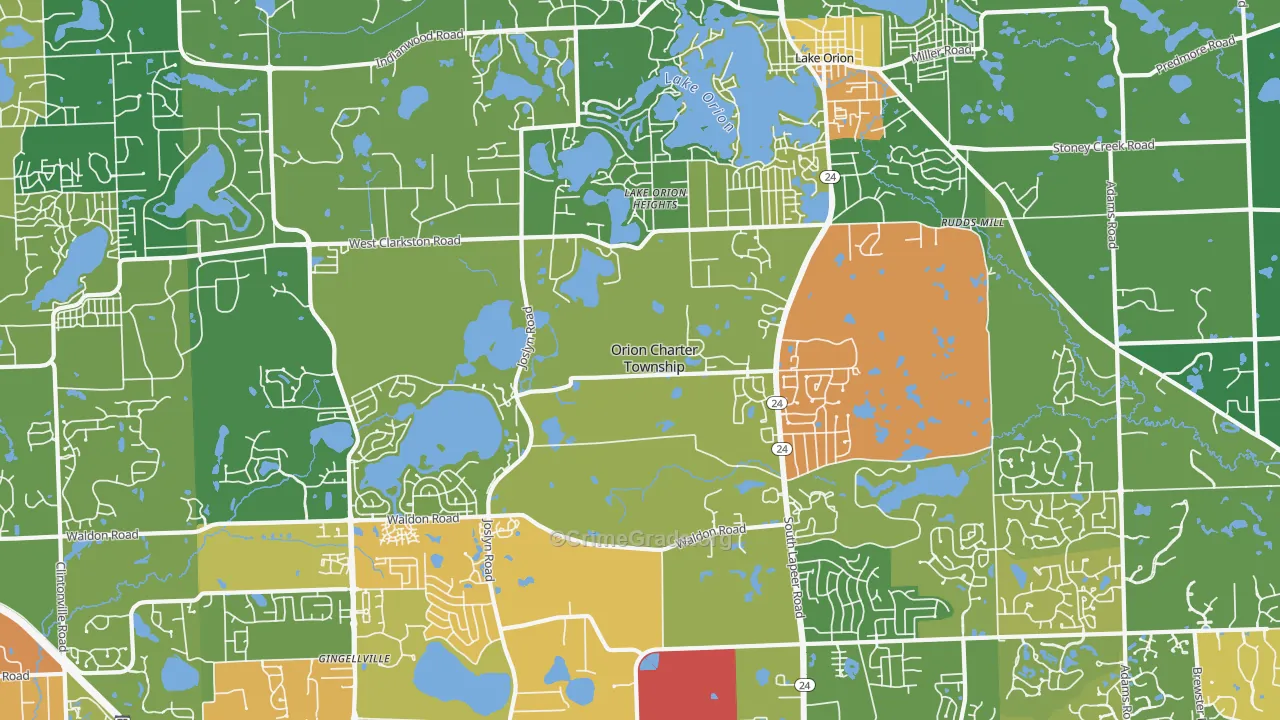 Lake Orion, MI Map of Drug-Related Crime Rates