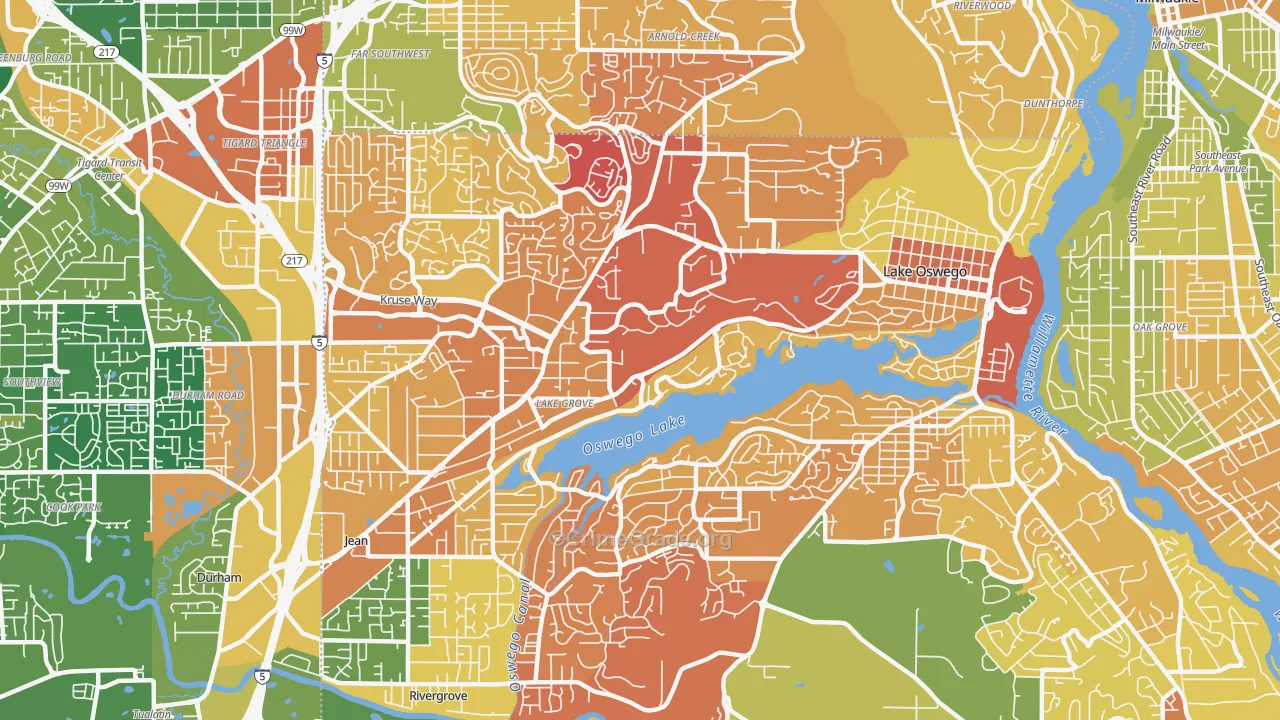 Lake Oswego, OR Map of Drug-Related Crime Rates