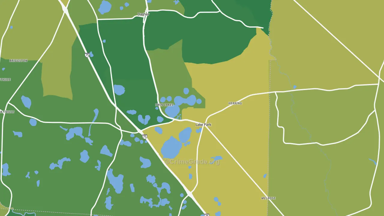 Lake Park, GA Map of Drug-Related Crime Rates