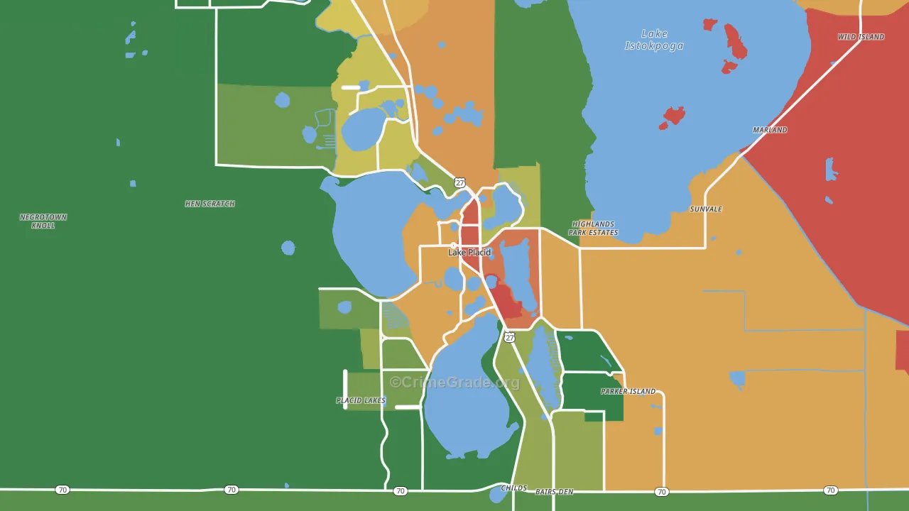 Lake Placid, FL Map of Drug-Related Crime Rates
