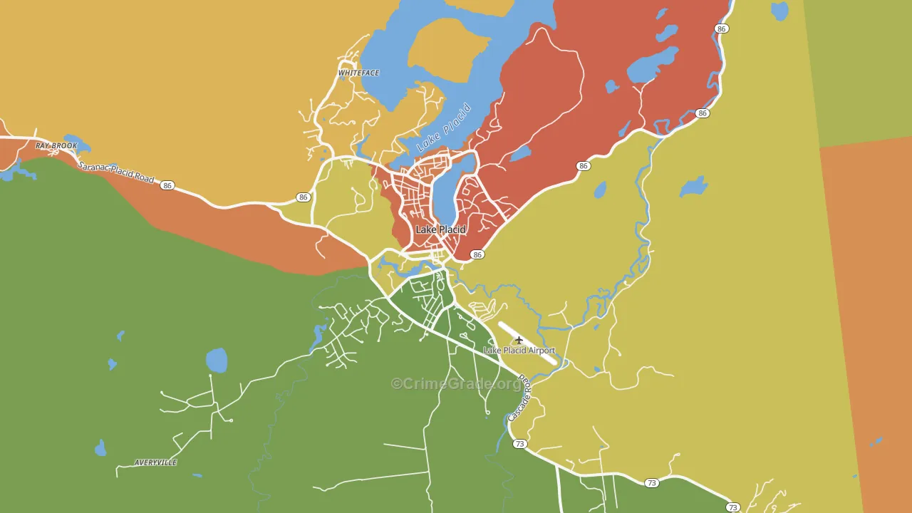 Lake Placid, NY Map of Drug-Related Crime Rates