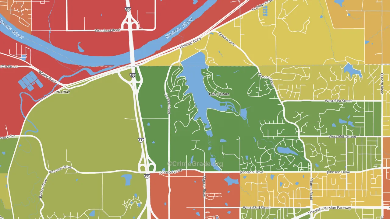 Lake Quivira, KS Map of Drug-Related Crime Rates