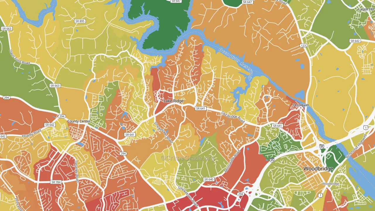 Lake Ridge, VA Map of Drug-Related Crime Rates