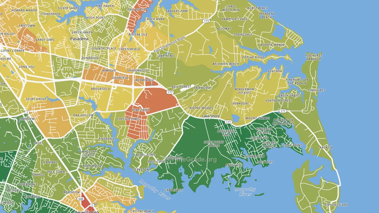 Lake Shore, MD Map of Drug-Related Crime Rates