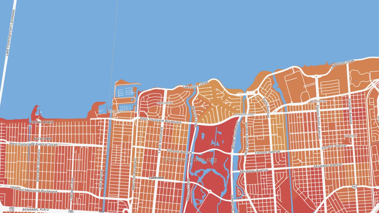 Lake Shore, New Orleans, LA Map of Drug-Related Crime Rates