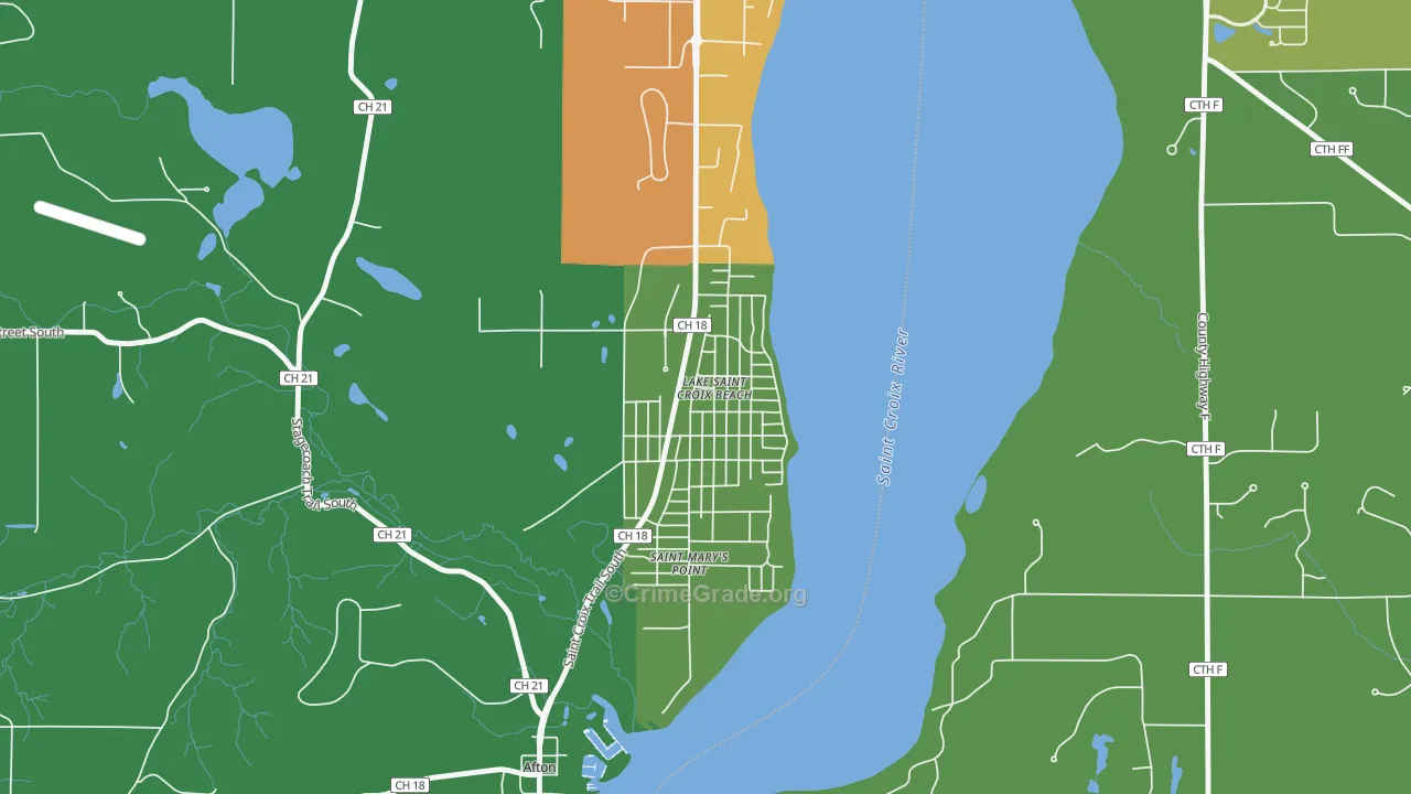 Lake St. Croix Beach, MN Map of Drug-Related Crime Rates