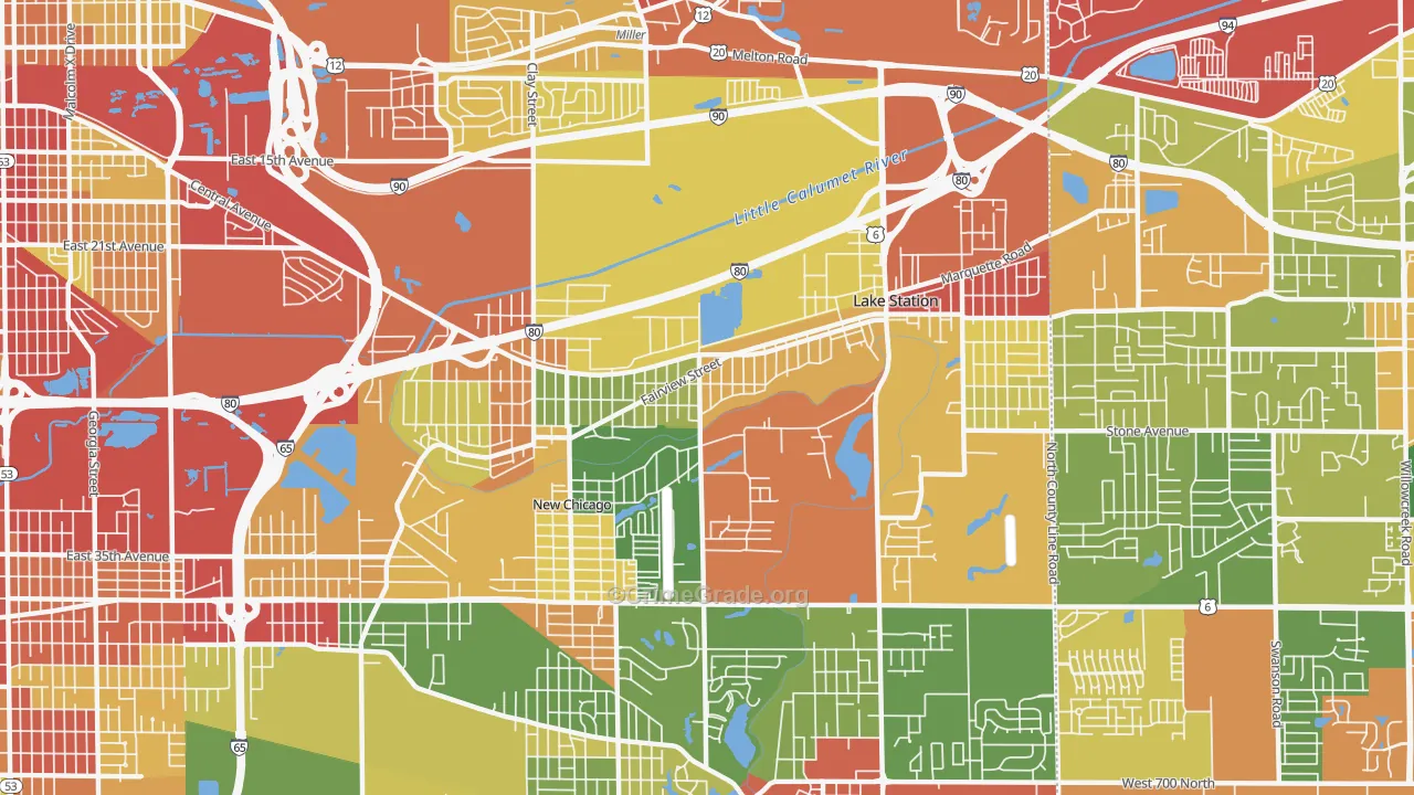 Lake Station, IN Map of Drug-Related Crime Rates