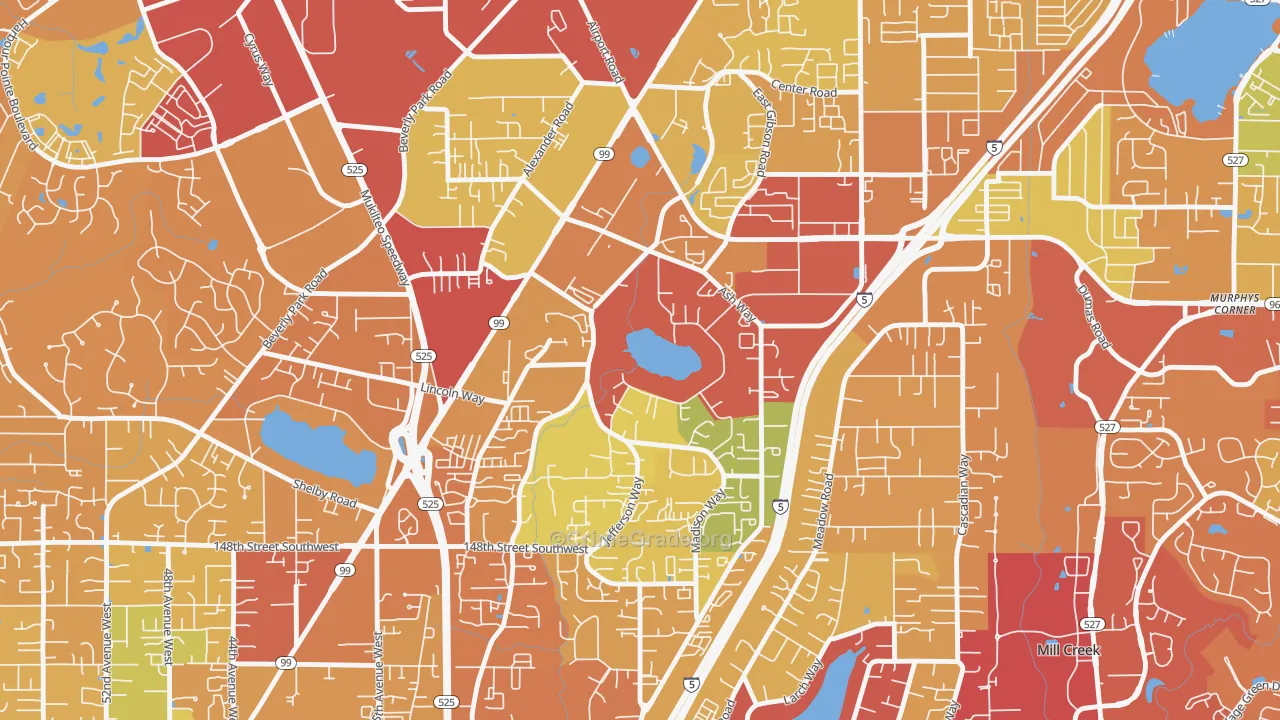 Lake Stickney, WA Map of Drug-Related Crime Rates