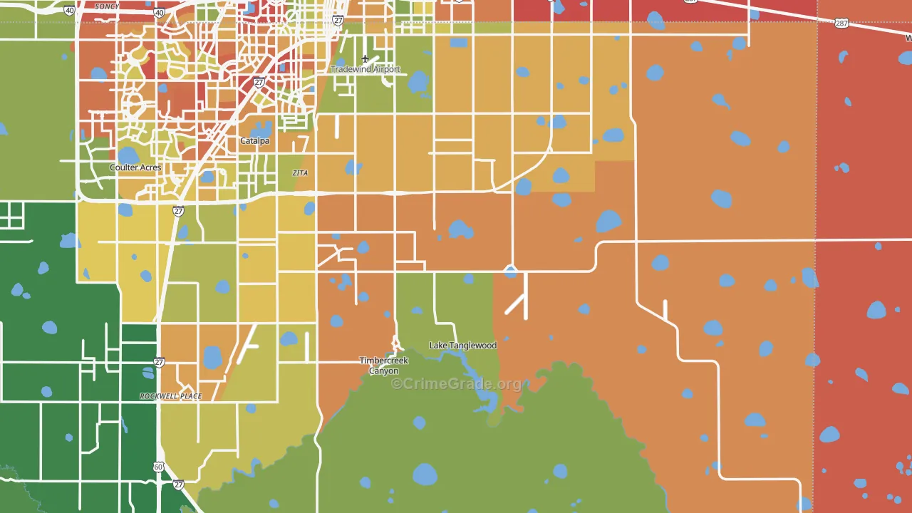 Lake Tanglewood, TX Map of Drug-Related Crime Rates