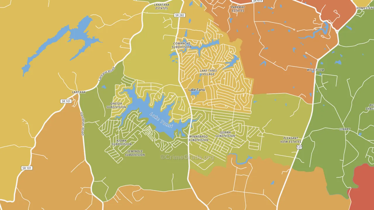 Lake Tansi, TN Map of Drug-Related Crime Rates
