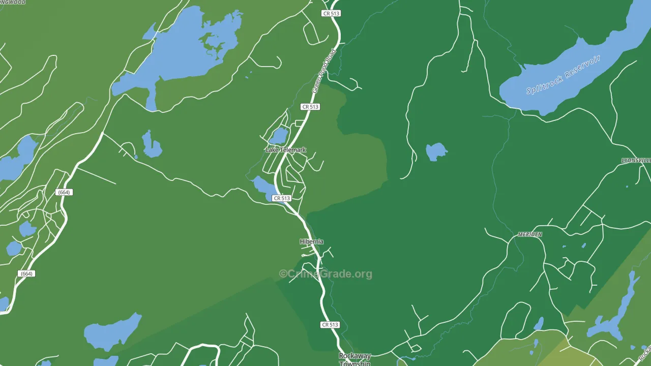 Lake Telemark, NJ Map of Drug-Related Crime Rates