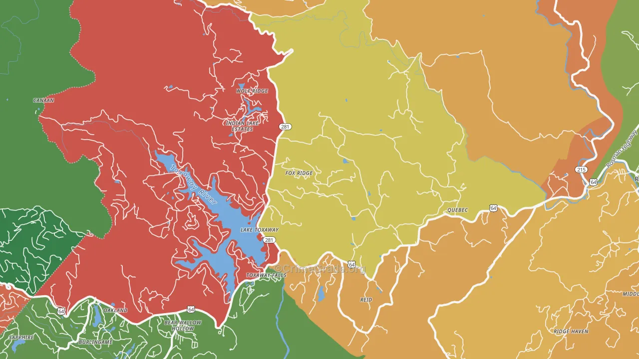 Lake Toxaway, NC Map of Drug-Related Crime Rates