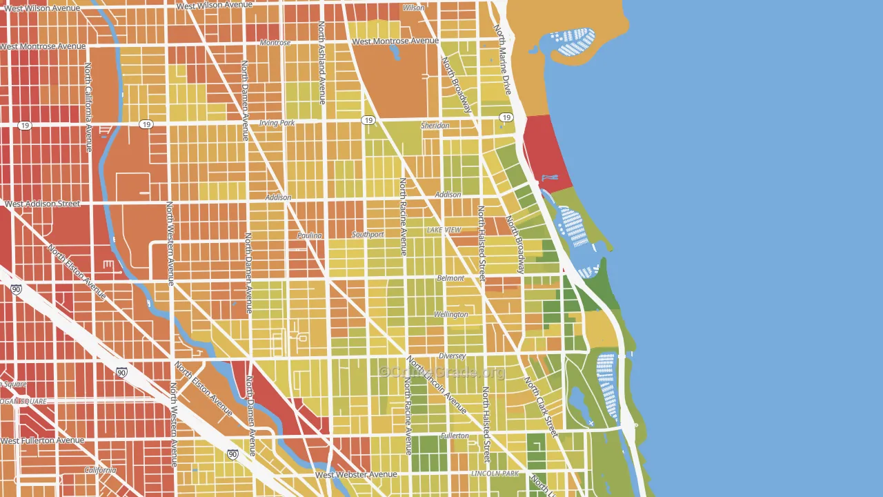 Lake View, Chicago, IL Map of Drug-Related Crime Rates