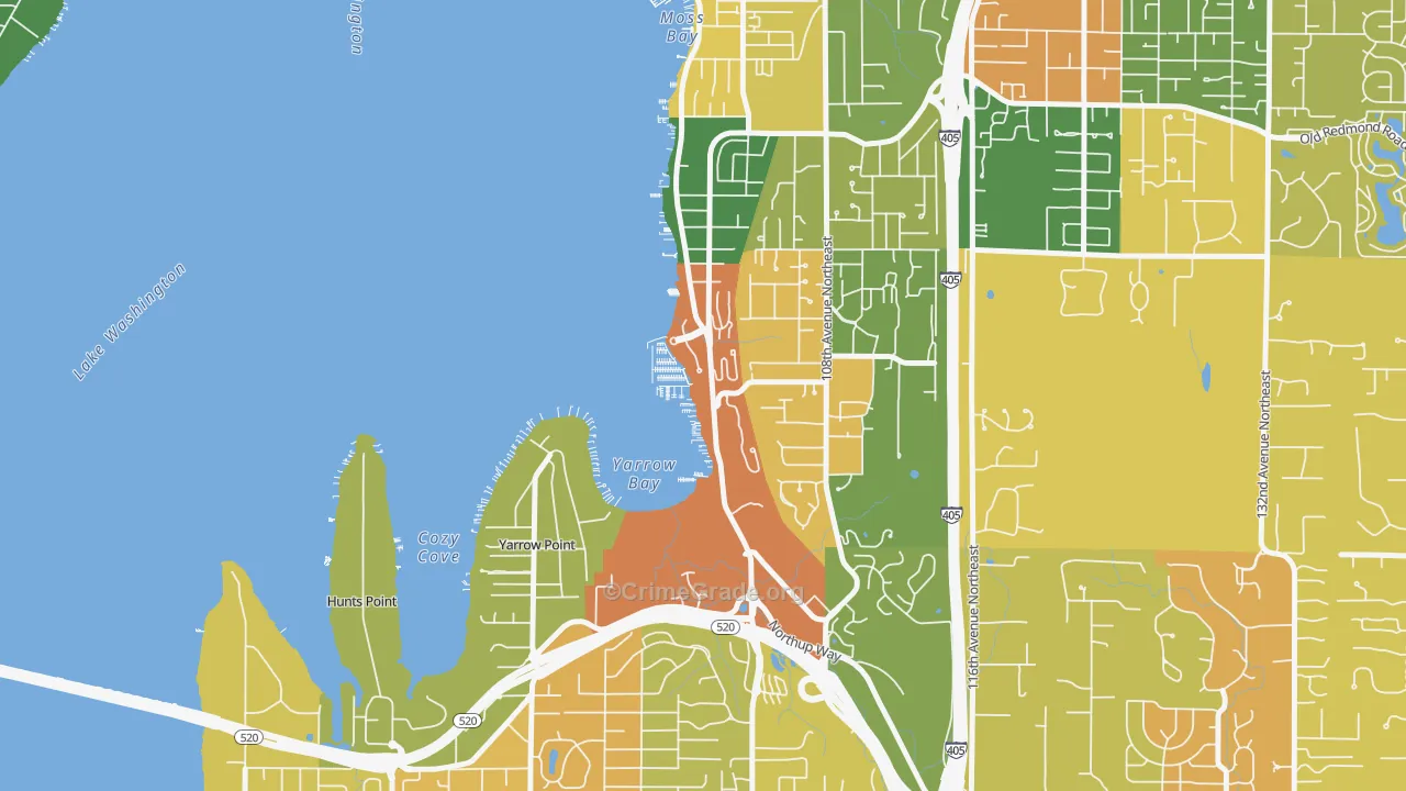 Lake View, Kirkland, WA Map of Drug-Related Crime Rates