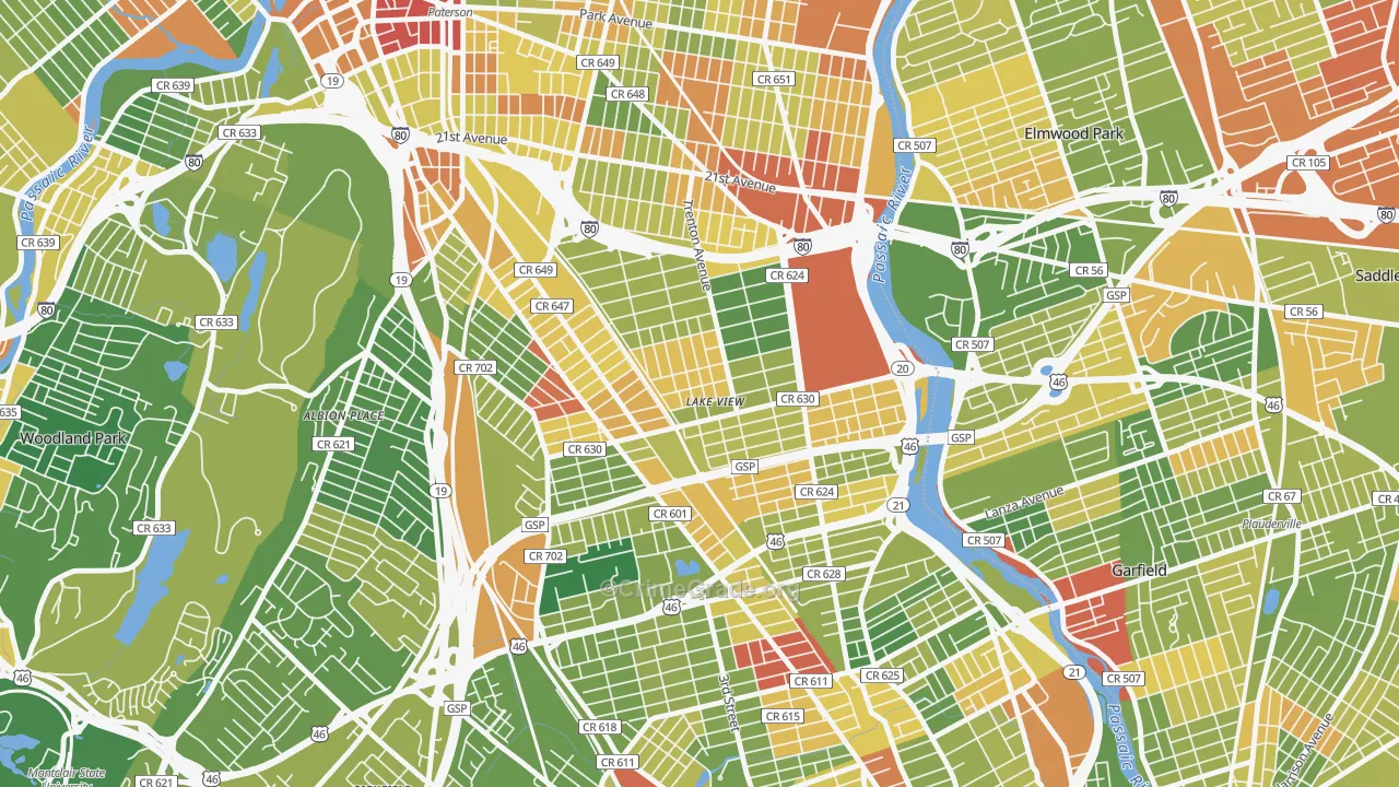 Lake View, Paterson, NJ Map of Drug-Related Crime Rates