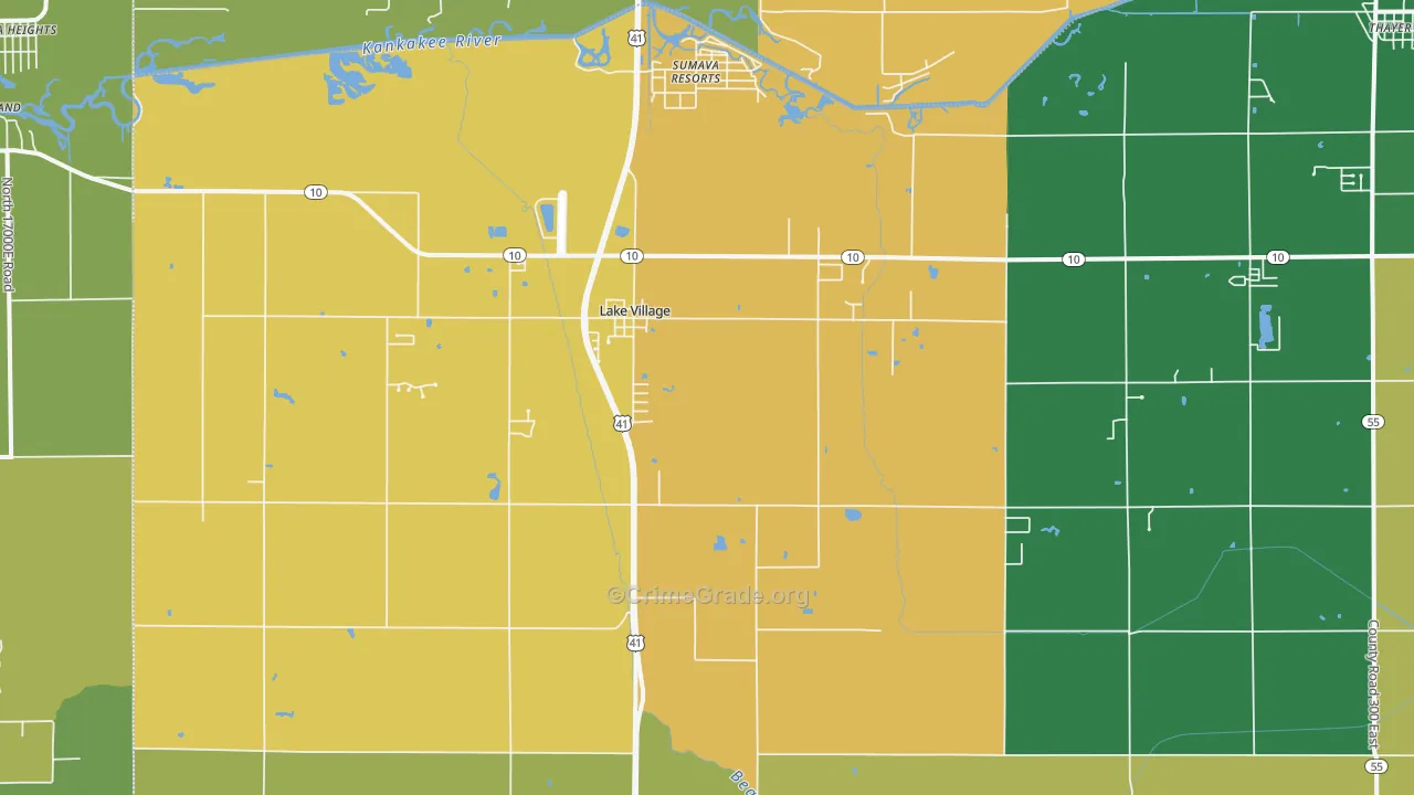 Lake Village, IN Map of Drug-Related Crime Rates